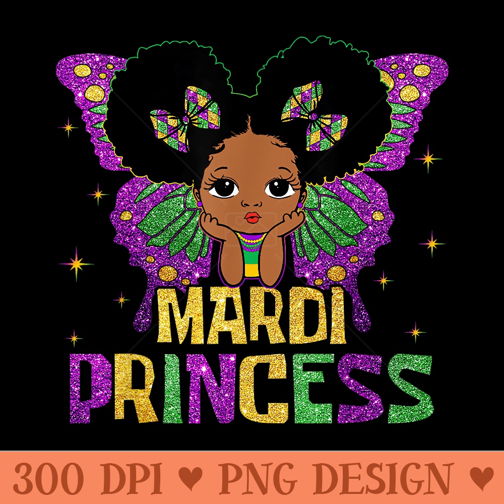 Little Girl Mardi Gras Princess Black Melanin Girl - Vector PNG download - Instant Access To Downloadable Files