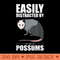 Easily Distracted By Possums Funny Opossum T - Trendy PNG Designs - Perfect for Creative Projects