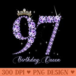 97 year old its my 97th birthday queen diamond heels crown - design png template