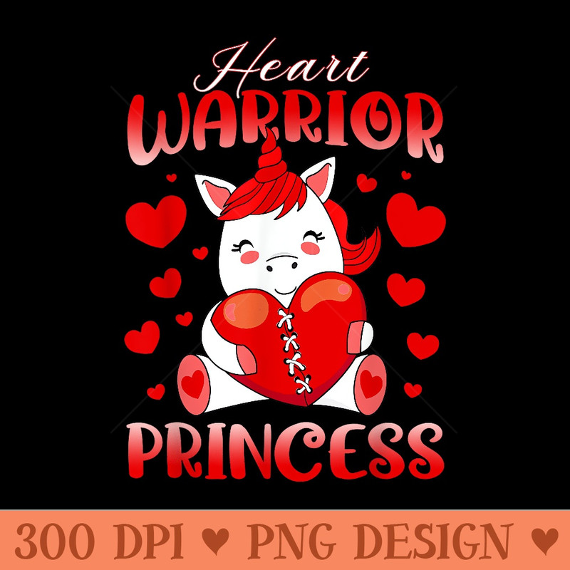 Heart Warrior Princess Heart Disease Red Ribbon Unicorn Girl - PNG Art Files - Perfect for Personalization