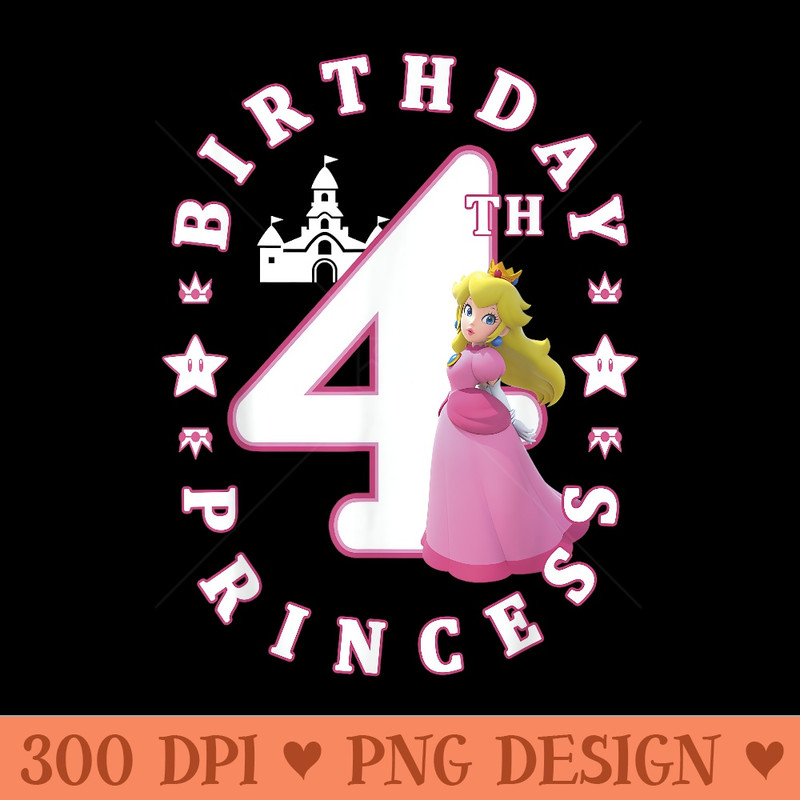 Super Mario Princess Peach 4th Birthday Princess Portrait - PNG clipart download - Quick And Seamless Download Process