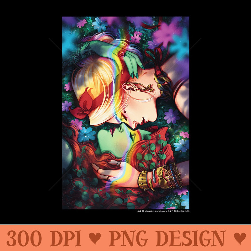 DC Comics Pride Harley Quinn Poison Ivy Nose Touch Premium - PNG graphics - Perfect for Sublimation Art