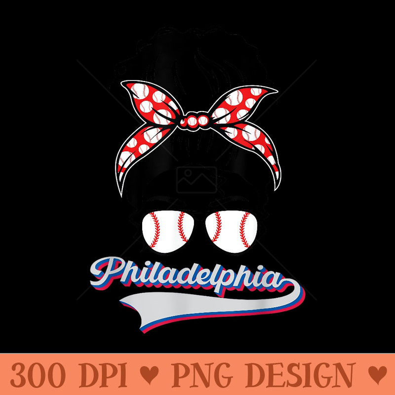 Vintage Philadelphia Leopard Messy Bun Philly Fans - PNG download for graphic design - High Resolution And Print Ready Designs