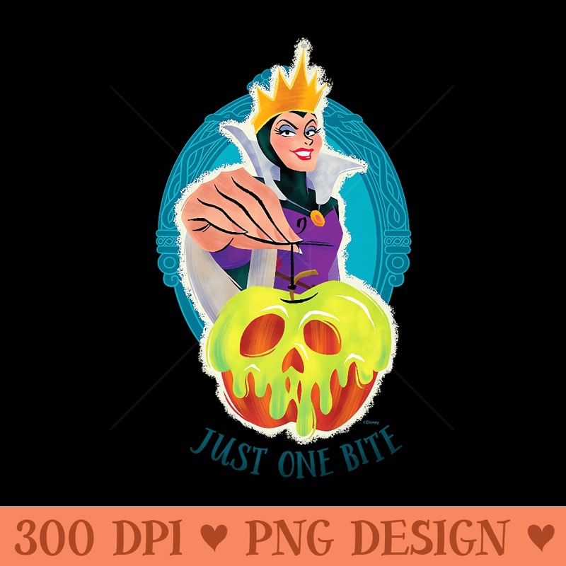 Disney Villains Evil Queen Poison Apple Just One Bite Premium - Ready To Print PNG Designs - Trendsetting And Modern Collections