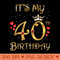 Its My 40th Birthday, 40 Years Old, 40th Birthday Queen - PNG Download - Unlock Vibrant Sublimation Designs
