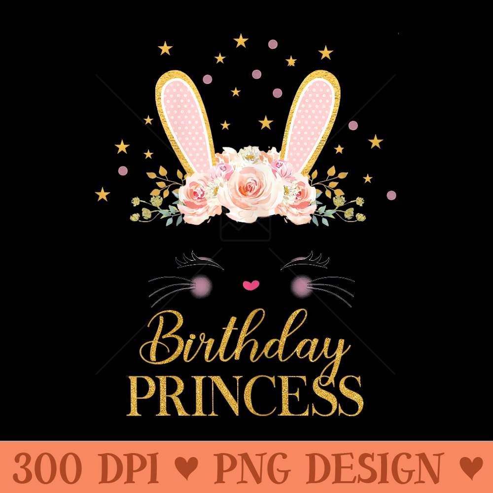 Cute Rabbit Face Bunny Birthday Party Decorations Girl - Modern PNG designs - Perfect for Sublimation Mastery