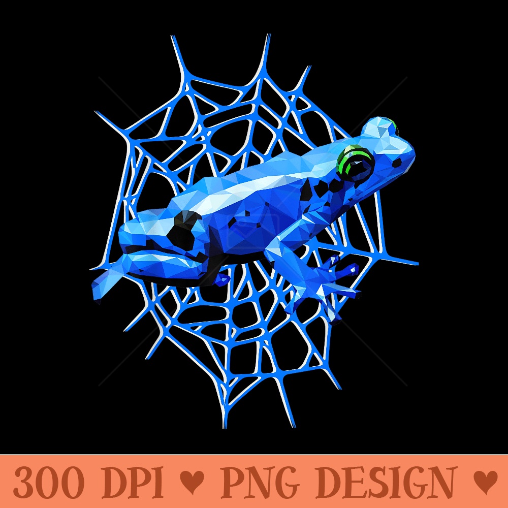 Poison dart frog blue, spider web - PNG download - Versatile And Customizable Designs