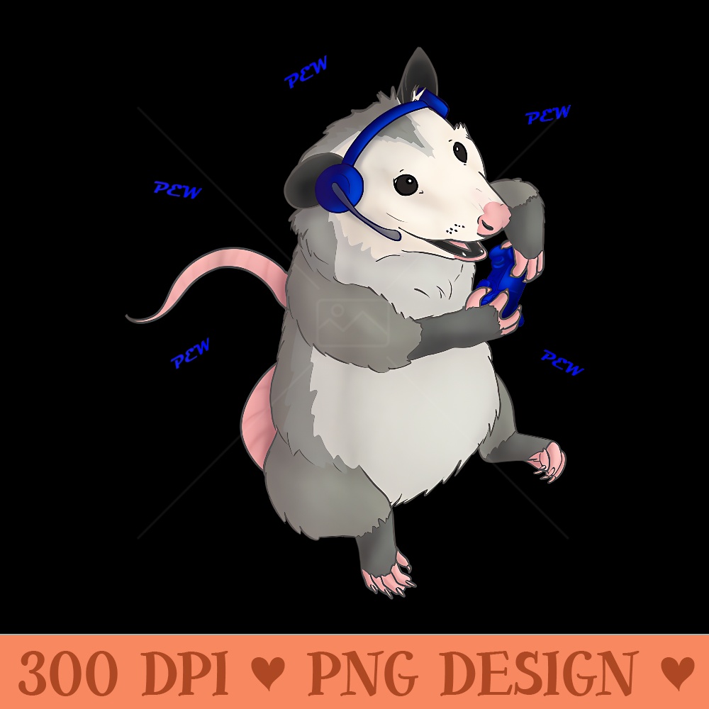 Gamer possum playing video games - Unique PNG Artwork - Enhance Your Apparel