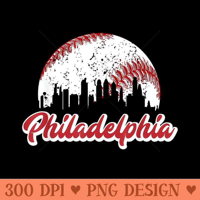 Vintage Philadelphia Skyline Retro Philly Cityscape - PNG design assets - Perfect for Sublimation Art