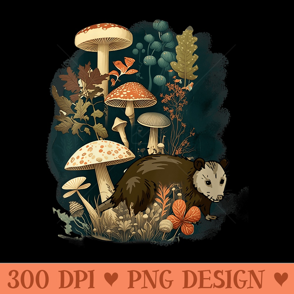 Possum Mushroom Cottagecore Aesthetic Opossum Whisperer - Modern PNG designs - Bring Your Designs to Life
