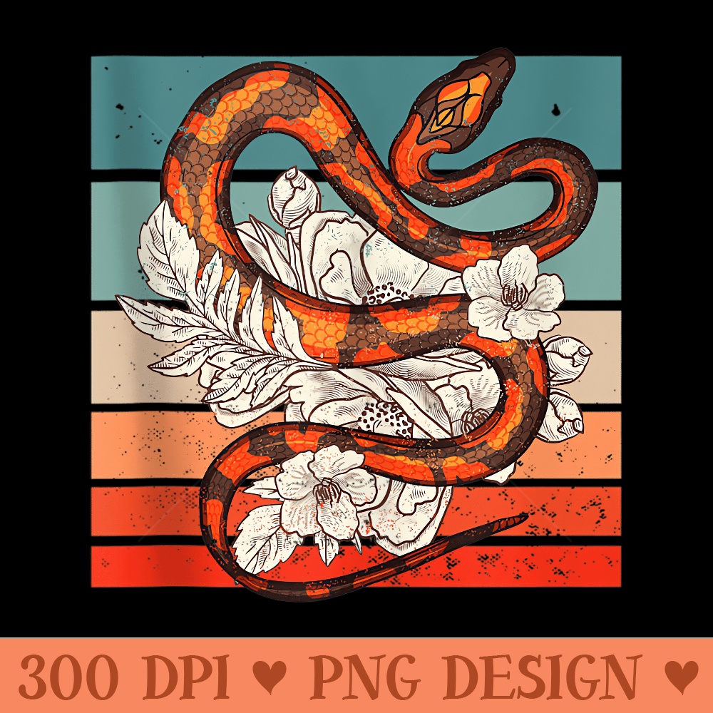 Retro Snake Flowers Serpent Python Cobra Rattlesnake - PNG Clipart - Bold & Eye Catching