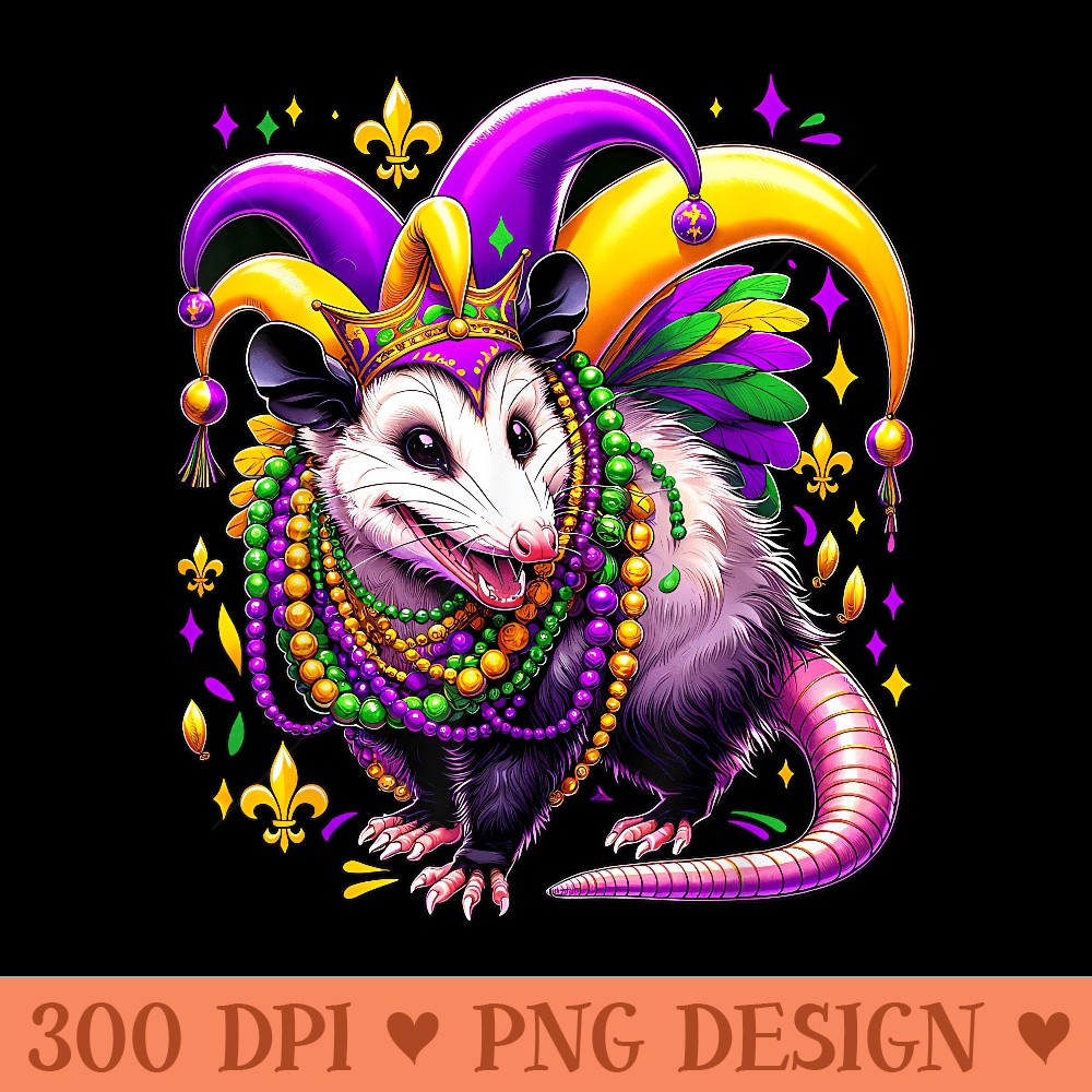 Mardi Gras Opossum - Exclusive PNG designs - Lifetime Access To Purchased Files
