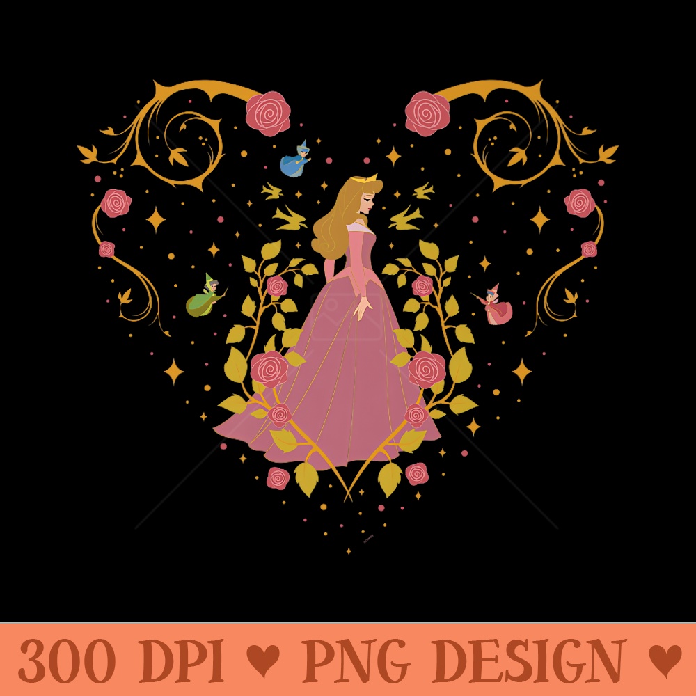 Disney Princess Sleeping Beauty 65th Anniversary Rose Heart Premium - Printable PNG Images - Quick And Seamless Download Process