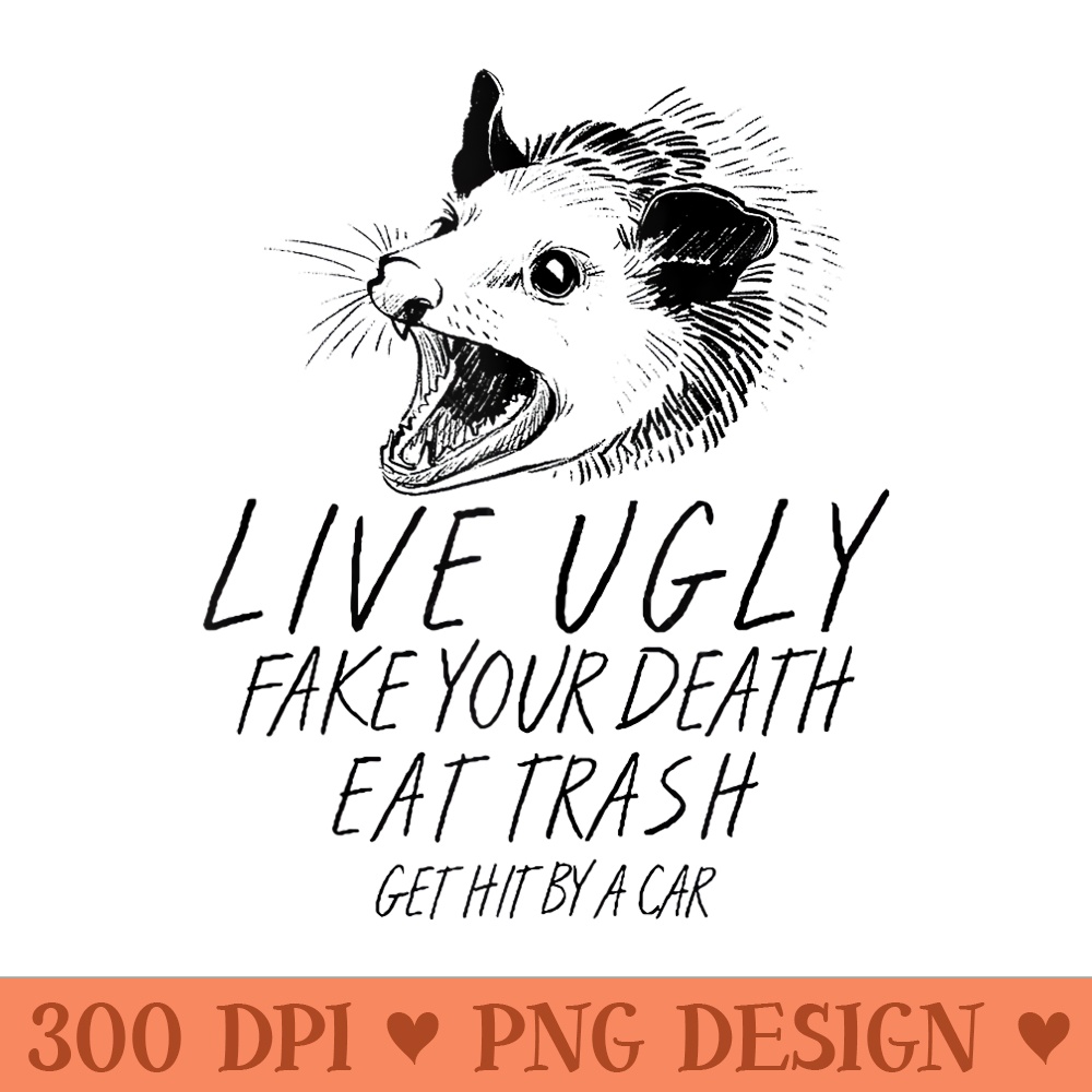 Live Ugly Fake Your Death Eat Trash Get Hit By A Car Opossum - Free PNG download - High Resolution And Print Ready Designs
