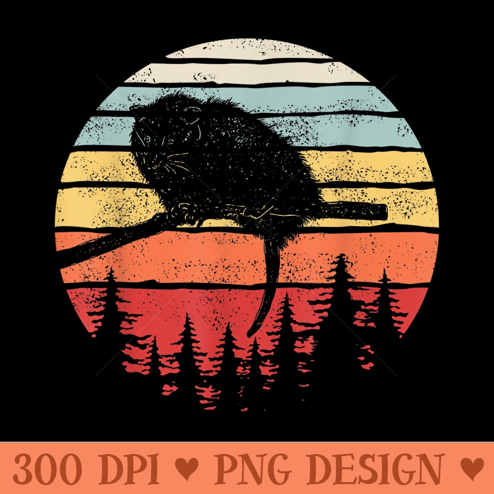 Vintage Retro Opossum - PNG Art Files - Unlock Vibrant Sublimation Designs