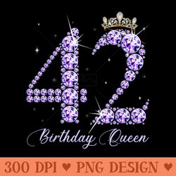42 year old its my 42nd birthday queen diamond heels crown - high quality png files