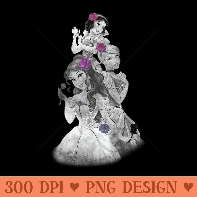 Disney Princess Trio Floral Sparkle Graphic T - Modern PNG designs - Create with Confidence