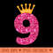 Happy Birthday , Girls 9th Party 9 Years Old Bday - PNG design assets - Perfect for Sublimation Art