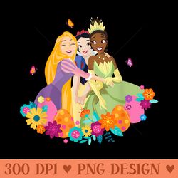 disney princess rapunzel snow white tiana spring easter eggs - digital png artwork