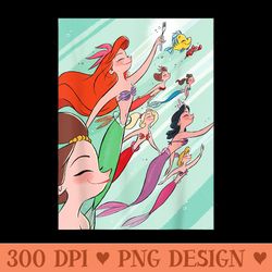 disney princess ariel and her sisters - mug sublimation png