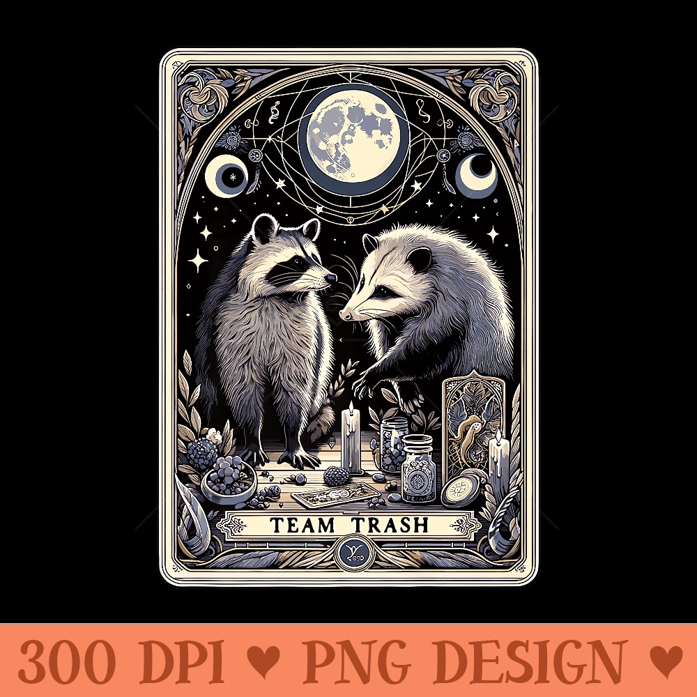 Team Trash Tarot Card Raccoon Opossum Witchcraft Goth Possum Premium - Beautiful PNG download - Easy To Print And User Friendly Designs