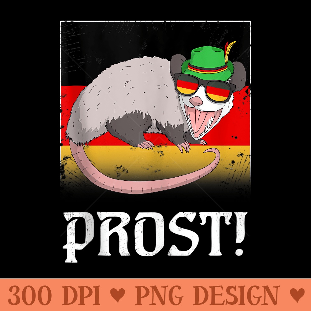 Possum Beer Oktoberfest Prost German Flag Funny Opossum - Ready To Print PNG Designs - Limited Edition And Exclusive Designs