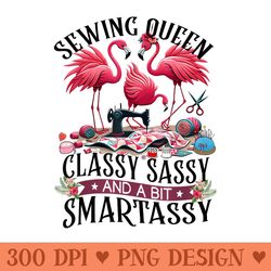 funny sewing queen cute flamingo flowery sewing machine sew - digital png downloads