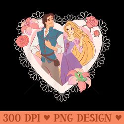 disney princess rapunzel flynn rider valentineu2019s day heart - png download with transparent background