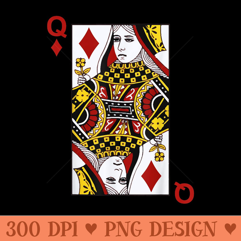 Queen of Diamond Tshirt Blackjack Cards Poker 21 Q shirt - High Resolution PNG Designs - Trendsetting And Modern Collections