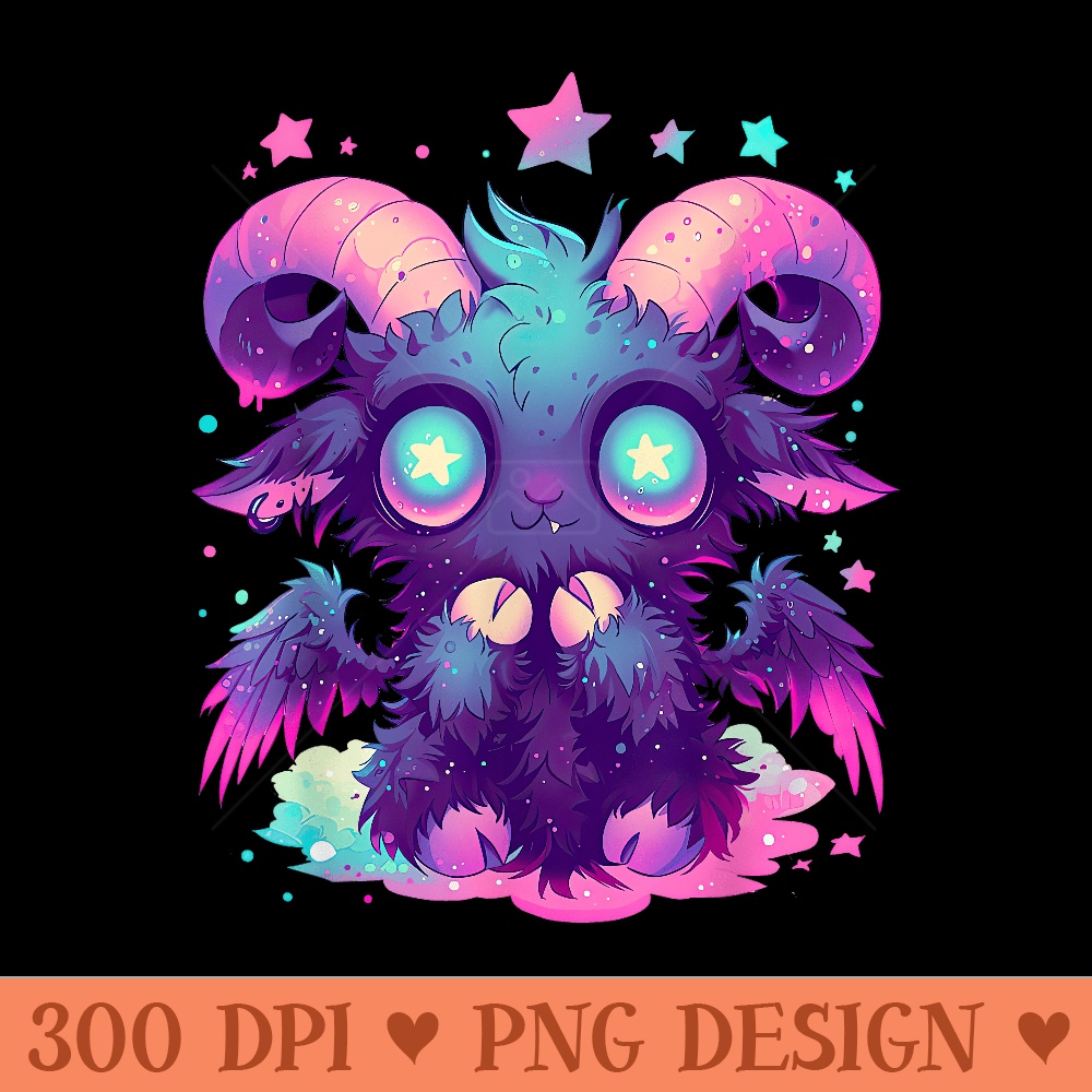 Kawaii Pastel Goth Creepy Cute Witchy Goat Baphomet - Trendy PNG Designs - Bold & Eye Catching