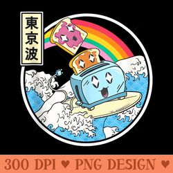 surfing toaster peanut butter jelly toast japan waves kawaii - high resolution png image download