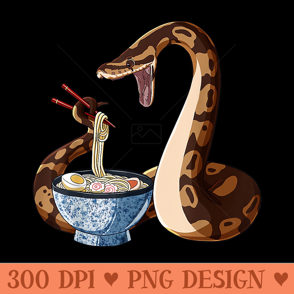 Funny Japanese Kawaii Ramen Snake Cute Ball Python - Design PNG template - Versatile And Customizable Designs