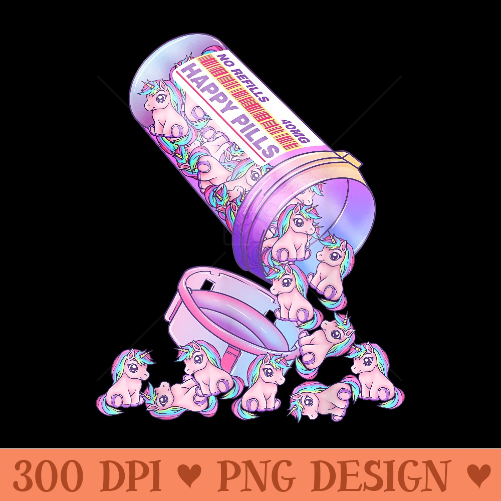 Happy Pills Pastel Goth Kawaii Yami Unicorn Otaku - Sublimation PNG Designs - Bring Your Designs to Life