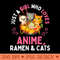 Just a Girl Who Loves Anime Ramen and Cats Kawaii Manga - Mug Sublimation PNG - Unique And Exclusive Designs