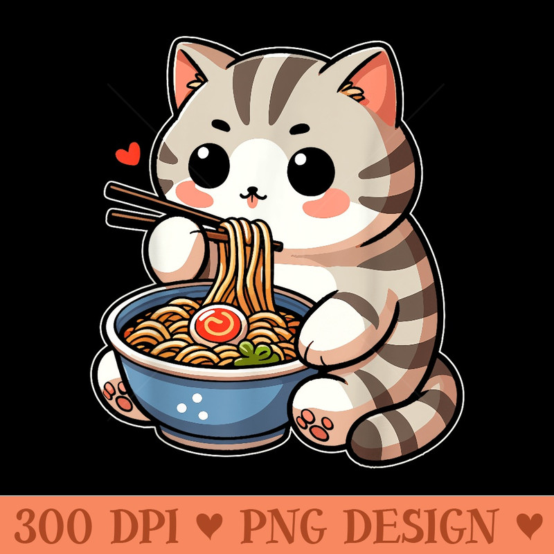 Kawaii Graphic Japanese Anime Manga Cat Ramen Aesthetic - High Resolution PNG image download - Lifetime Access To Purchased Files