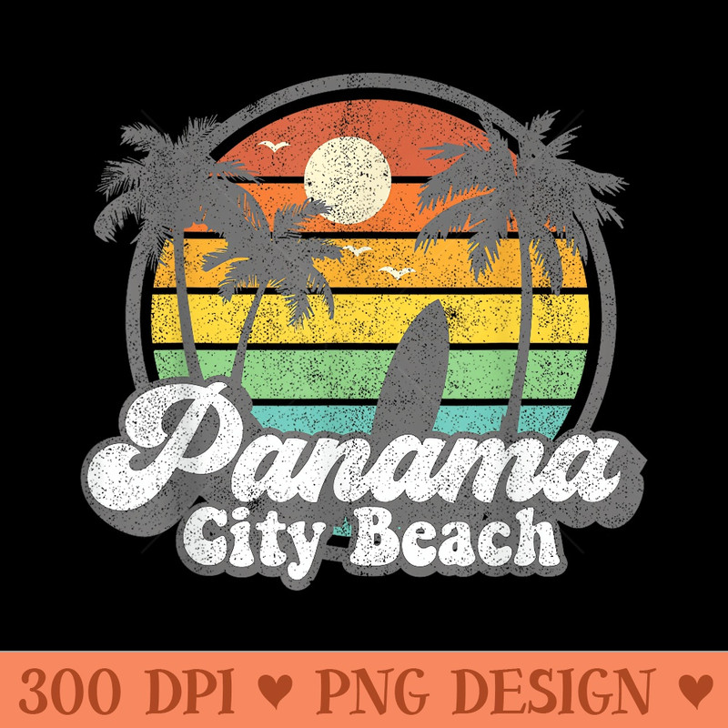 Vintage Panama City Beach Florida Surfing Retro Surf - PNG Clipart for Graphic Design - Perfect for Creative Projects