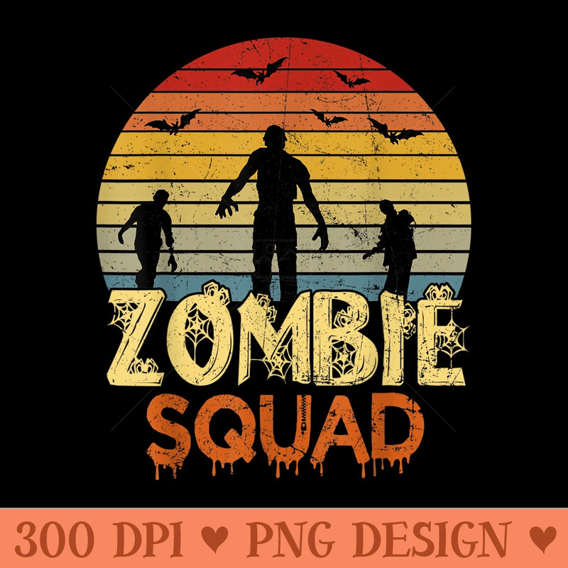Vintage Zombie Squad Matching Scary Team Girl Halloween - PNG download with transparent background - Easy To Print And User Friendly Designs