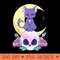 Pastel Goth Witchy Cat Cute Creepy Wiccan Cat And Skull - PNG download with transparent background - Transform Your Sublimation Creations