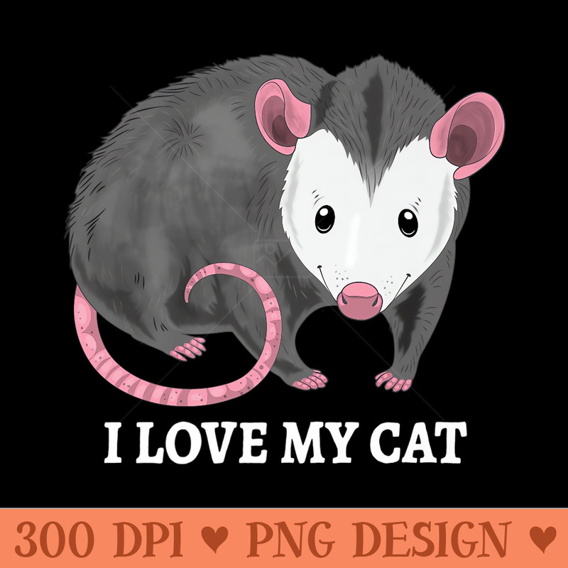 I Love My Cat Opossum Funny Opossum Cat Pun Premium - Design PNG template - Bold & Eye Catching