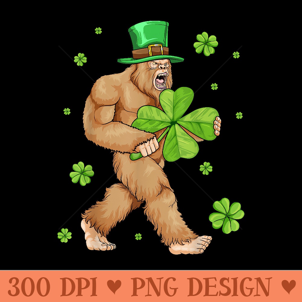 Irish Bigfoot St Patricks Day Leprechaun Sasquatch Shamrock - Unique Sublimation PNG Download - Bring Your Designs to Life