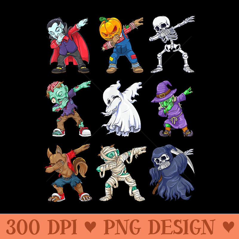 Dabbing Halloween Skeleton Zombie Scary Pumpkin Mummy - PNG download - Limited Edition And Exclusive Designs