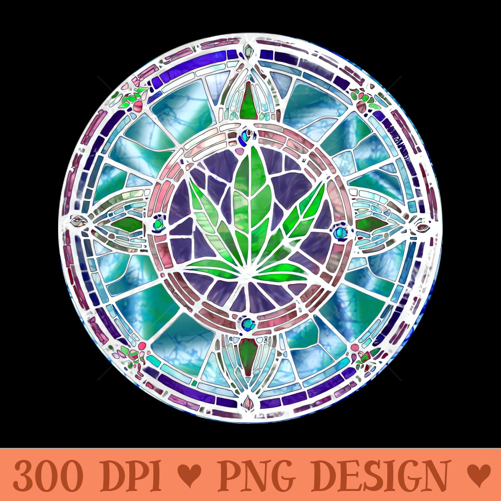 Batik 420 art green blue weed circle stained glass hippie gift - Exclusive PNG designs - Instantly Transform Your Sublimation Projects