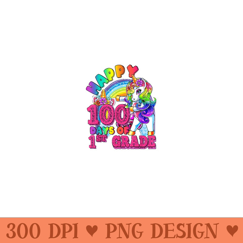 Dabbing Unicorn 100th Day Of School 1st Grade Girls Teacher - PNG Art Files - Enhance Your Apparel with Stunning Detail