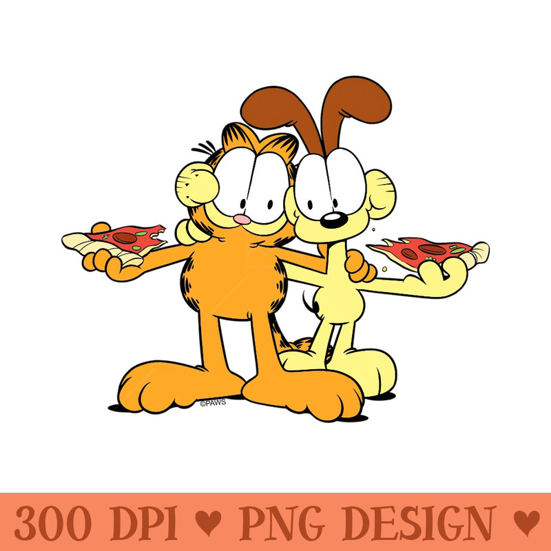 Garfield Odie Pizza Hug - Printable PNG Images - Unleash Your Creativity