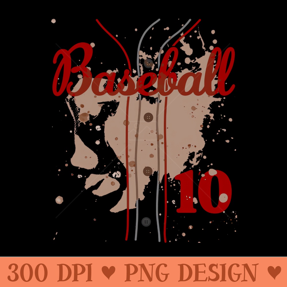 Baseball Jersey Number 10 Baseball Uniform Dirty Funny - High Resolution PNG download - Lifetime Access To Purchased Files
