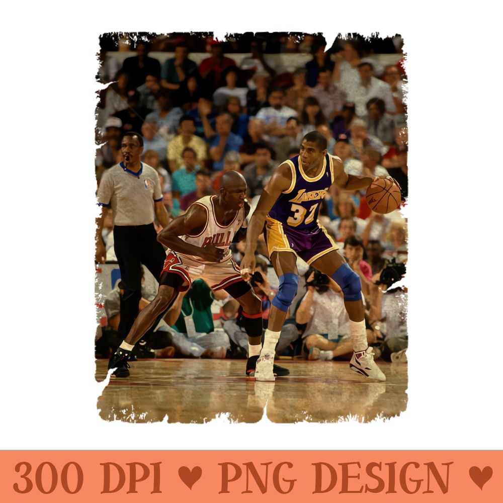 Michael Jordan vs Magic Johnson, - Design PNG template - Perfect for Sublimation Art