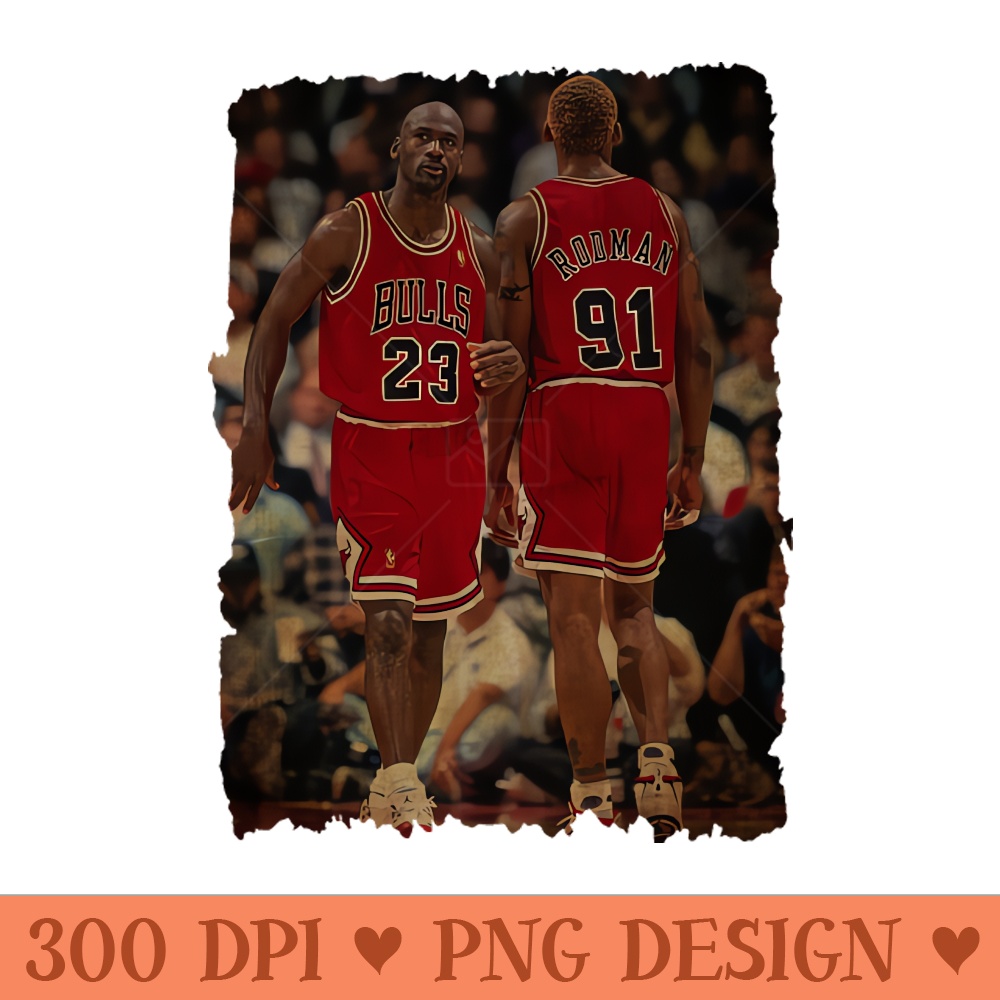 MJ and Rodman Vintage - Ready To Print PNG Designs - Lifetime Access To Purchased Files