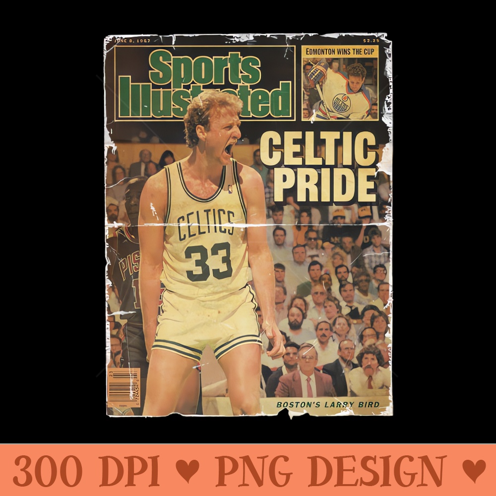 Larry Bird Pride Vintage Cover Style - High Quality PNG files - High Resolution And Print Ready Designs