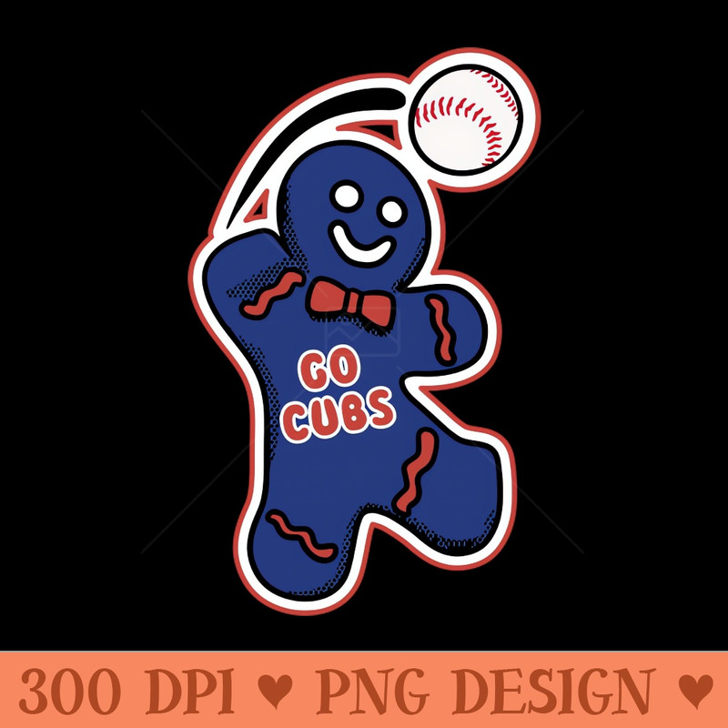 Chicago Cubs Gingerbread Man - Digital PNG Artwork - Perfect for Personalization