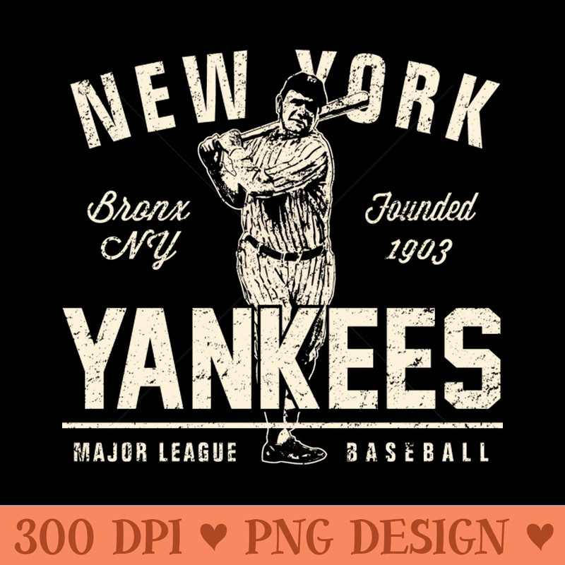 Vintage New York Yankees 1 by Buck - Ready To Print PNG Designs - Premium Quality PNG Artwork